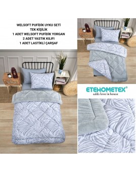 ETE HOMETEX TEK KİŞİLİK WELSOFT UYKU SETİ ZEBRA GRİ 8696474232026